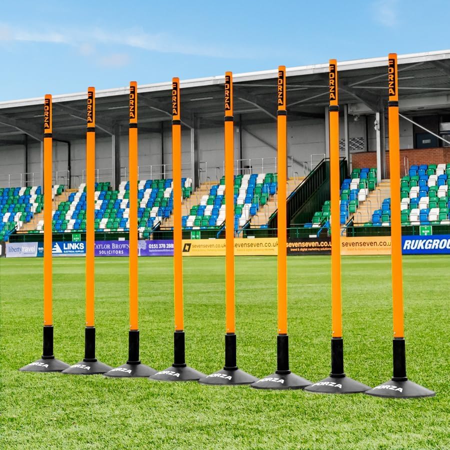 FORZA Teleskop-Slalomstangen | Verstellbare 8er-Pack Trainingsstangen für Sportübungen und Beweglichkeit
