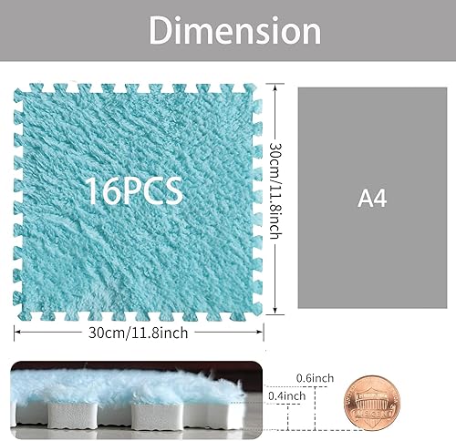 Miniatura 2 de Jaderlu 15 alfombras modulares entrelazadas de 11.8 pulgadas de grosor para caravana, alfombras de espuma EVA suaves y esponjosas, alfombras