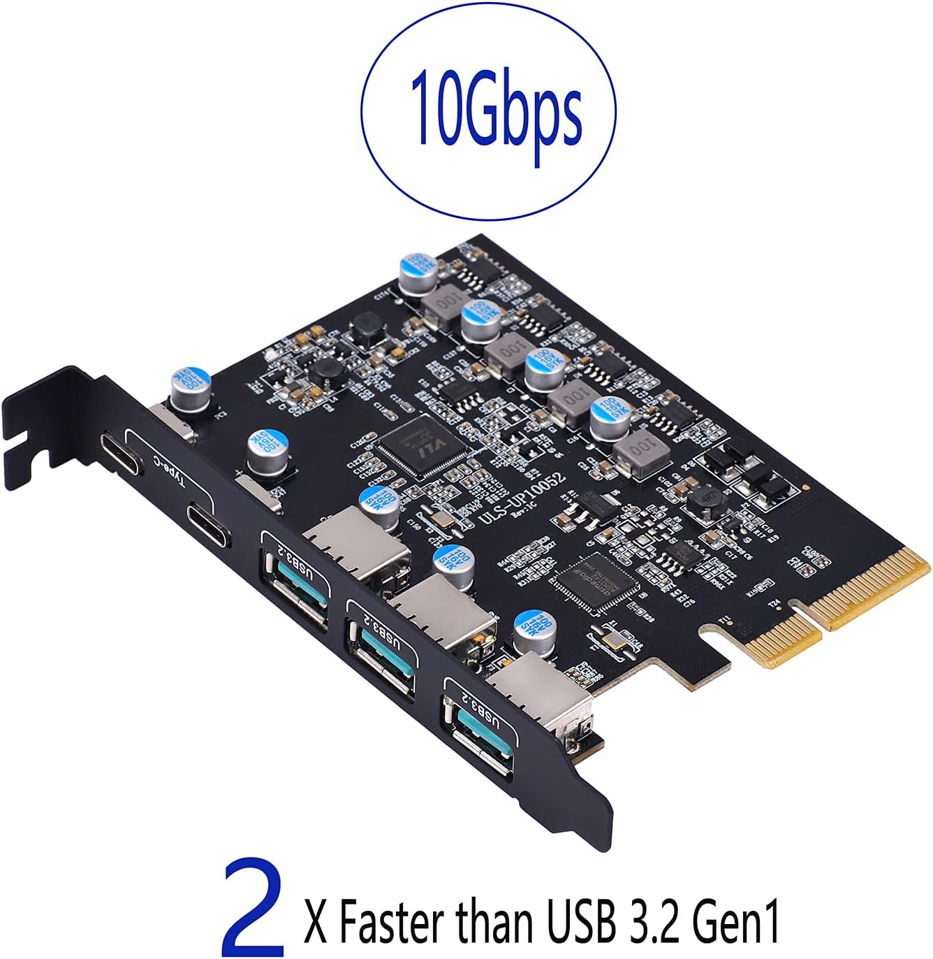 PCIe Gen3 x2 USB 3.2/3.1 Card - PCI Express to 5-Port[Type C (2), Type A (3) ] USB 3.2 HUB Internal Expansion Card Contronller Adapter PCI Express Card Desktop PC Support Multiple INs