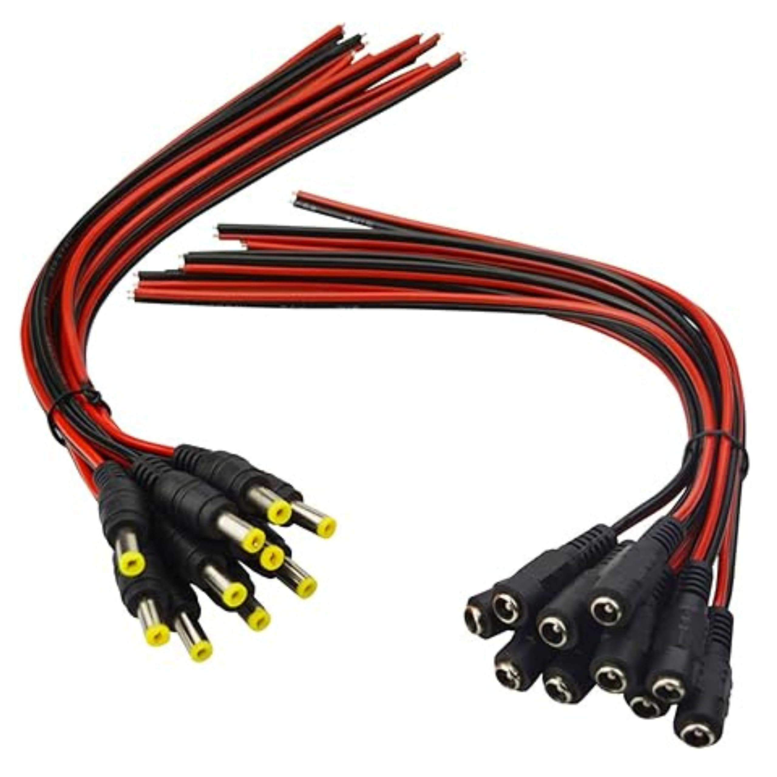 5.5mm DC Power Connector Male & Female Pair with Cable | DC Jack Plug Socket with Wire for CCTV, LED Strip, DIY Projects, Power Supply, Electronics Repair (5 Pair)-image-49