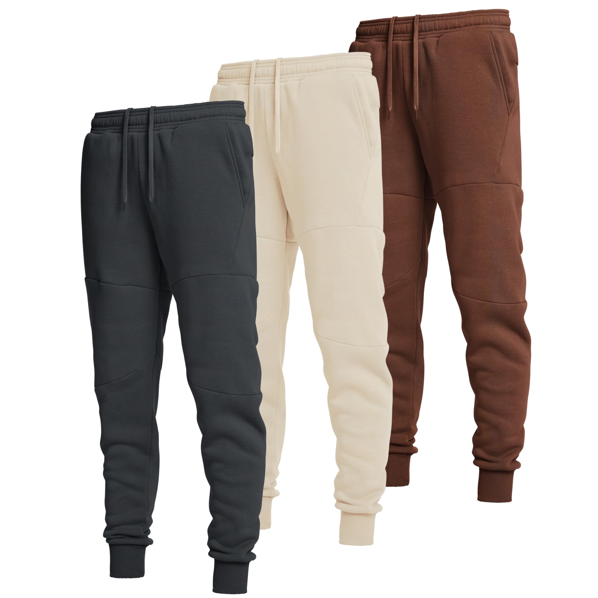 ultra performance 3 pack fleece active tech joggers for men, mens sweatpants with zipper pockets