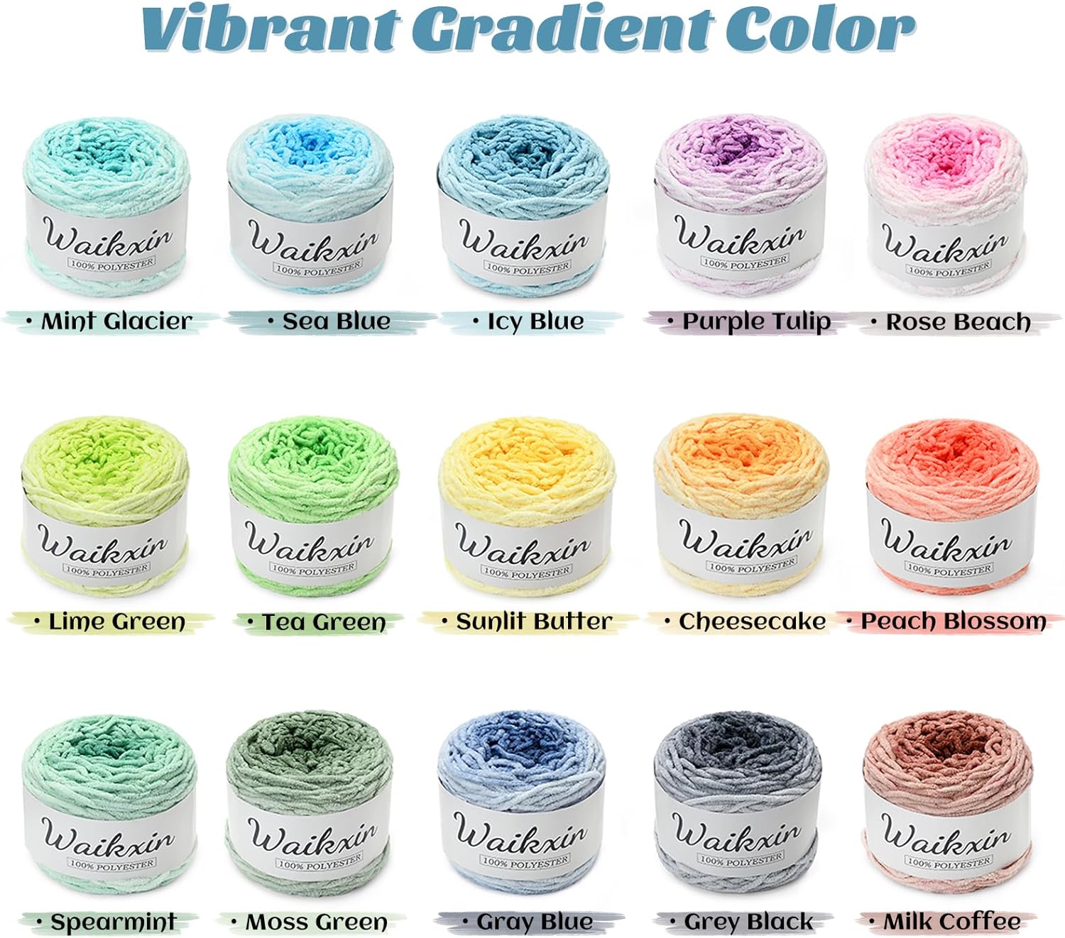 Chunky Chenille Yarn Cake - 3 Pack of 300g/197yds Jumbo Ombre Yarns - 6 Super Bulky - Baby Yarn for Crocheting Soft Blanket - Fluffy Gradient Yarn for Making Crafts, Amigurumi(3 Cheesecake)