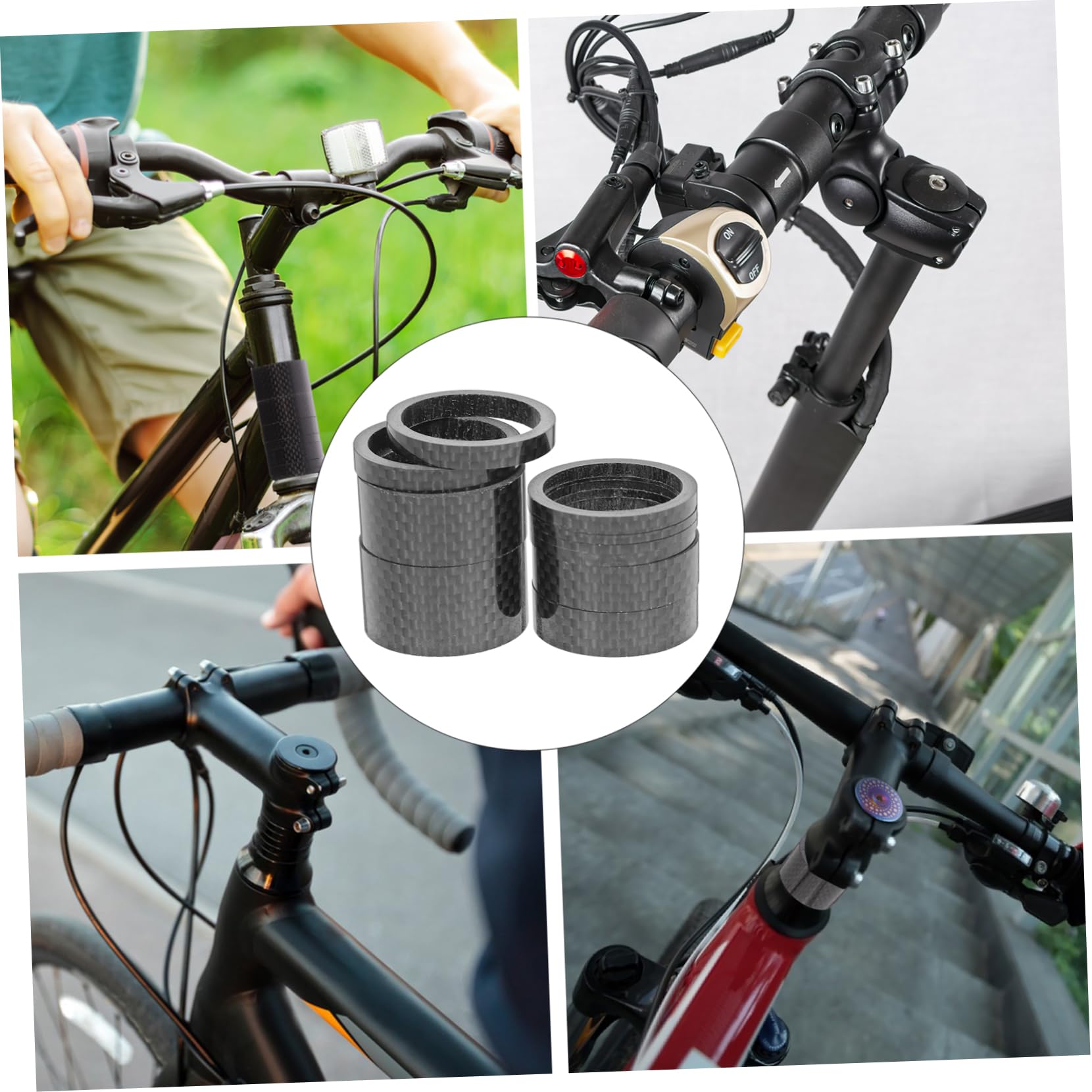 Hemoton 11Pcs Carbon Fiber Bicycle Headset Spacers Durable and Lightweight Stem Spacers for Enhanced Cycling Experience Compatible with Various Bikes and Components