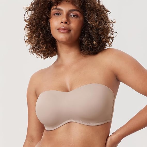 DELIMIRA Women's Strapless Bandeau Minimizer Bras | for Large Breast, Underwire, Plus Size, No Padding Unlined