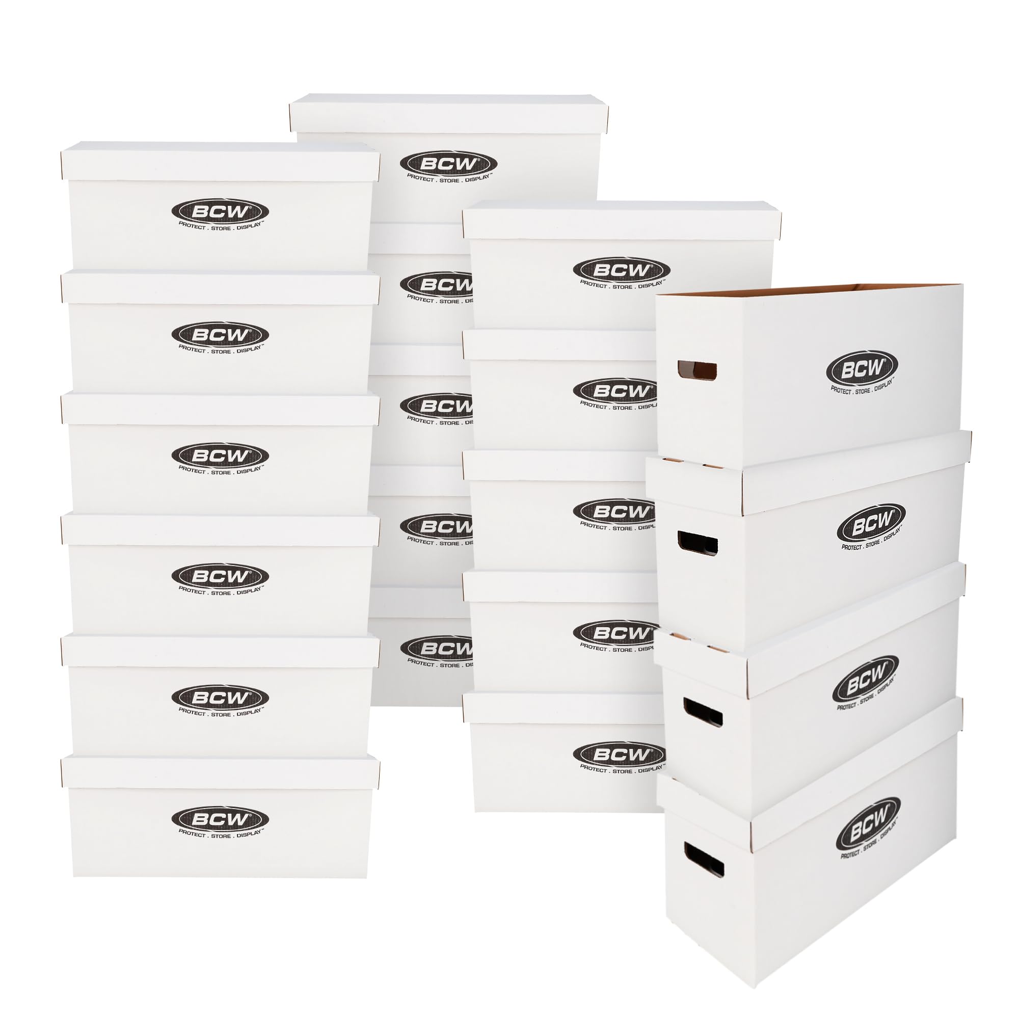 BCW Long Comic Storage Box - 20ct | Corrugated Paper Comic Long Box | Stackable Organizer for Current/Silver Age Comics | Ideal Comic Storage Solution