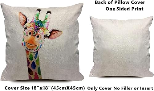 Miniatura 2 de KAKIGIJI Funda de almohada de jirafa de 18 x 18 pulgadas, decoración del hogar para sofá, sala de estar, sofá, cama, funda de almohada decorativa de