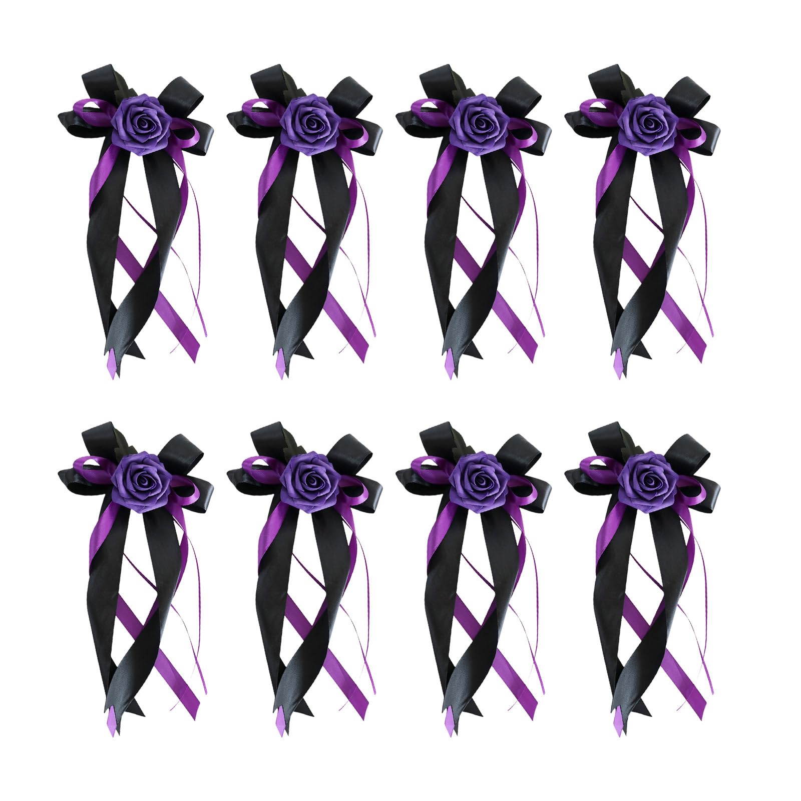 CRFFZ Of 8 Elegant Flower Ribbons Bowknot Unique Wedding Car Accessory Silk Flower Bowknots for Glasses Charm and Hanging Door Handle Bouquet for Weddings