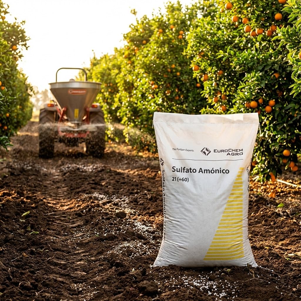 Suinga Sulfato Amónico 21%, Saco de 25 Kg de Abono | El azufre es un nutriente indispensable en todos los cultivos | Abono para Cultivos | Ideal para Árboles Frutales | Acción Inmediata
