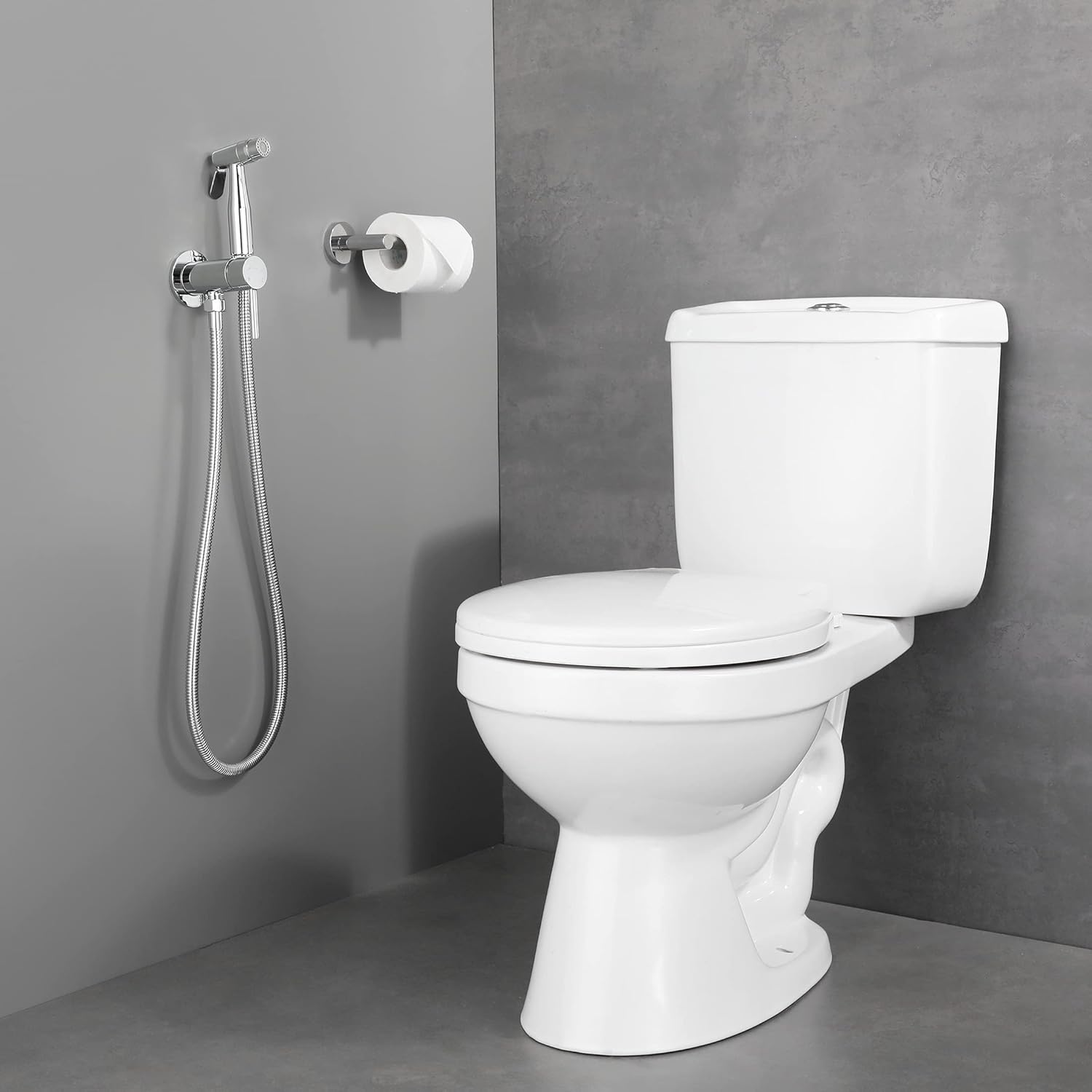 Chrome Handheld Bidet Sprayer for Toilet Warm Water, WiPPhs Stainless Steel Polished Silver Bidet Hand Held Sprayer with Brass Hot and Cold Mixing Valve, WI9138CP