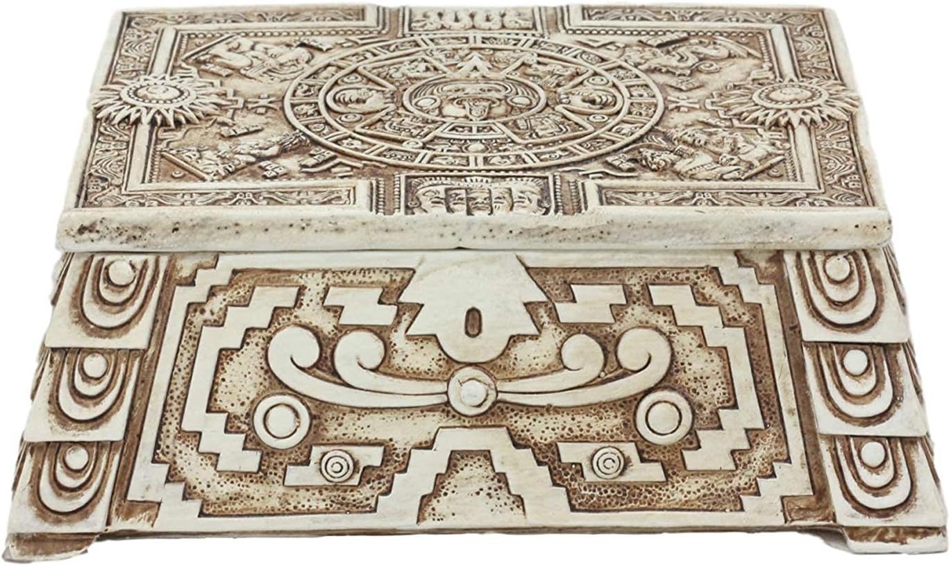 Ebros Mexica Aztec Maya Solar Sun Gods And Goddesses Mesoamerican Calendar Jewelry Treasure Trinket Box Figurine As Vanity Or Decorative Storage Decor For Mothers Dads Office Study Desk Organizer