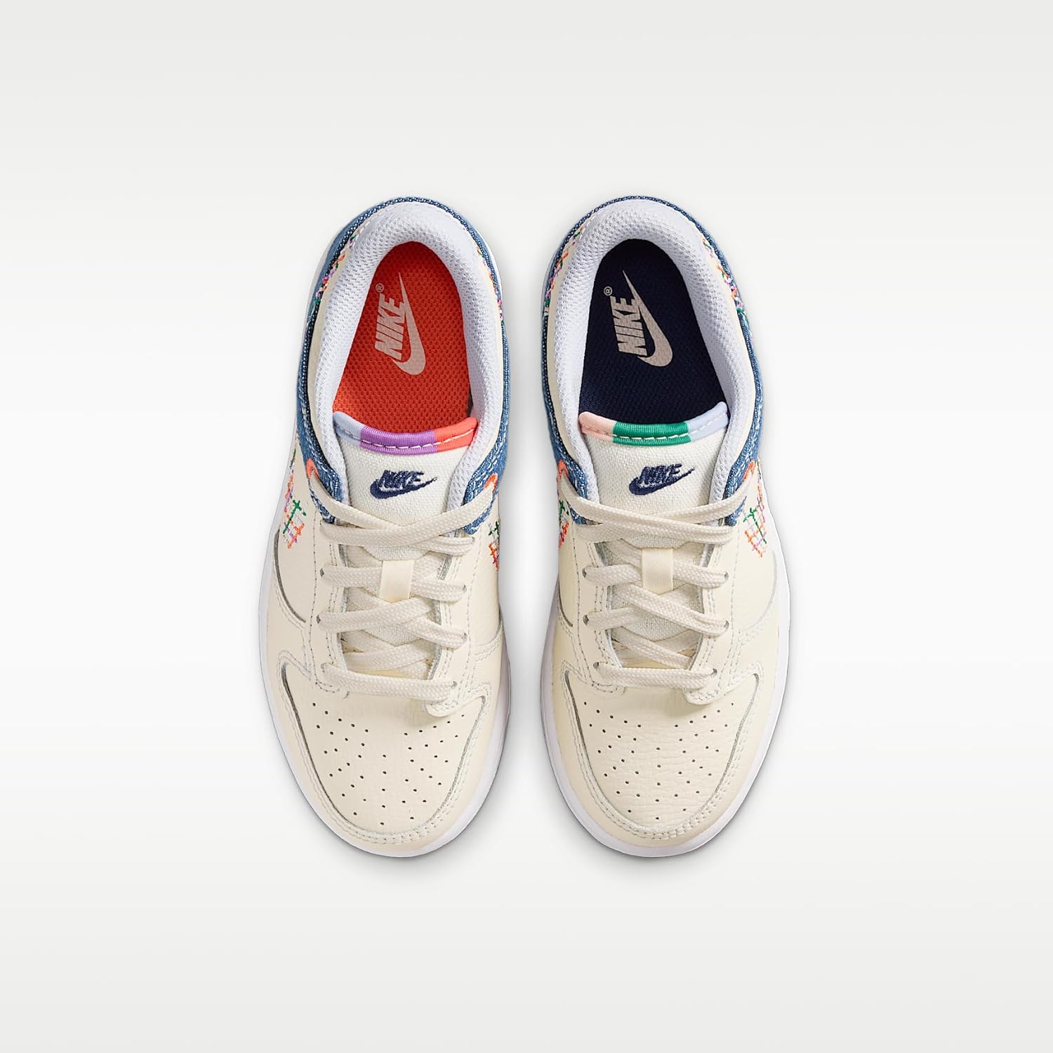 Nike Dunk Low Little Kids' Shoes (Soft Pearl/Blue Denim/Midnight Navy/Multi-Color)