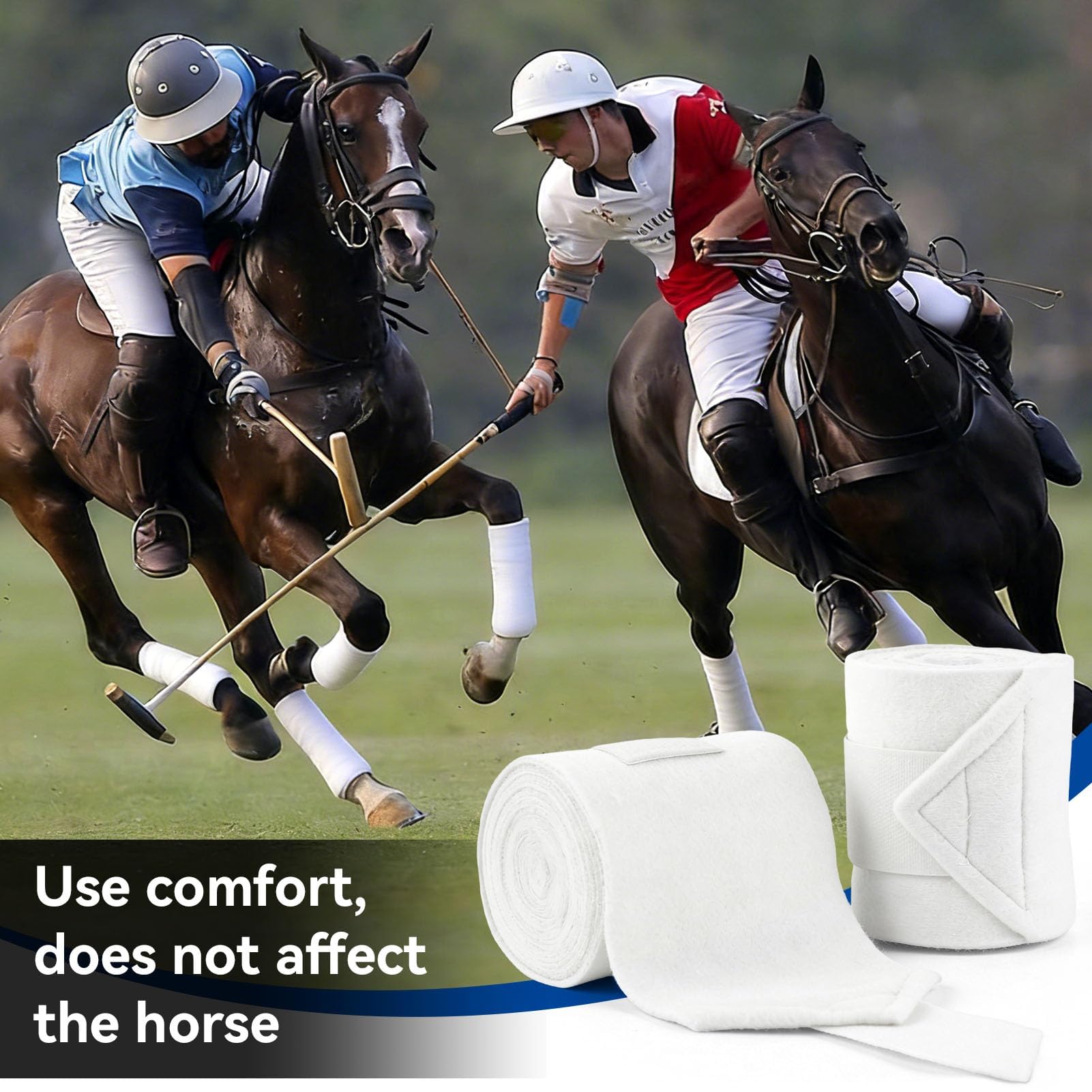 Agatige Envolturas de Pata de Caballo, 250x12cm 4 Rollos Envolturas de Pierna de Caballo Vellón Grueso Vendaje de Pierna de Caballo Soporte Equipo Ecuestre Profesional para Patas de Caballo