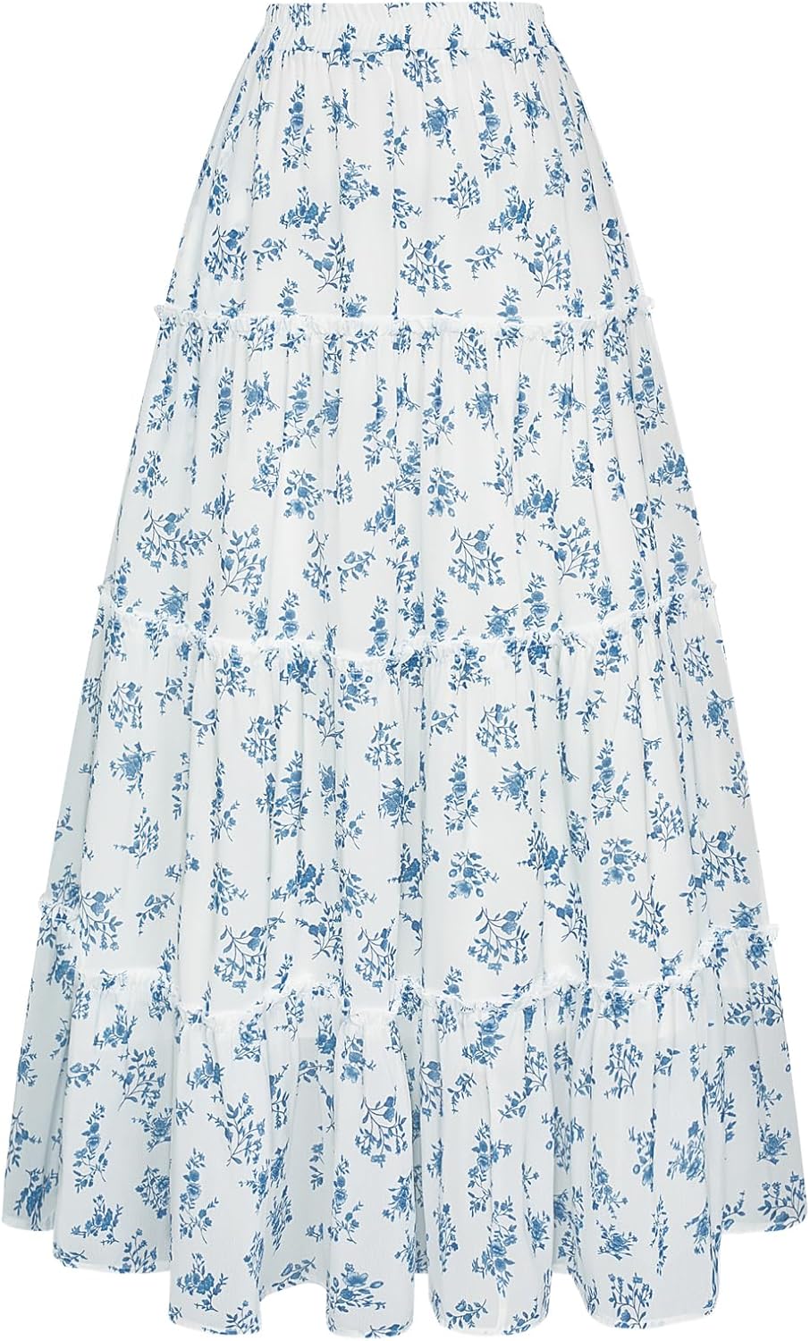 Scarlet Darkness Floral Maxi Long Skirts for Women Summer 2026 Tiered Skirt Flowy Boho Fairy Skirt with Pockets