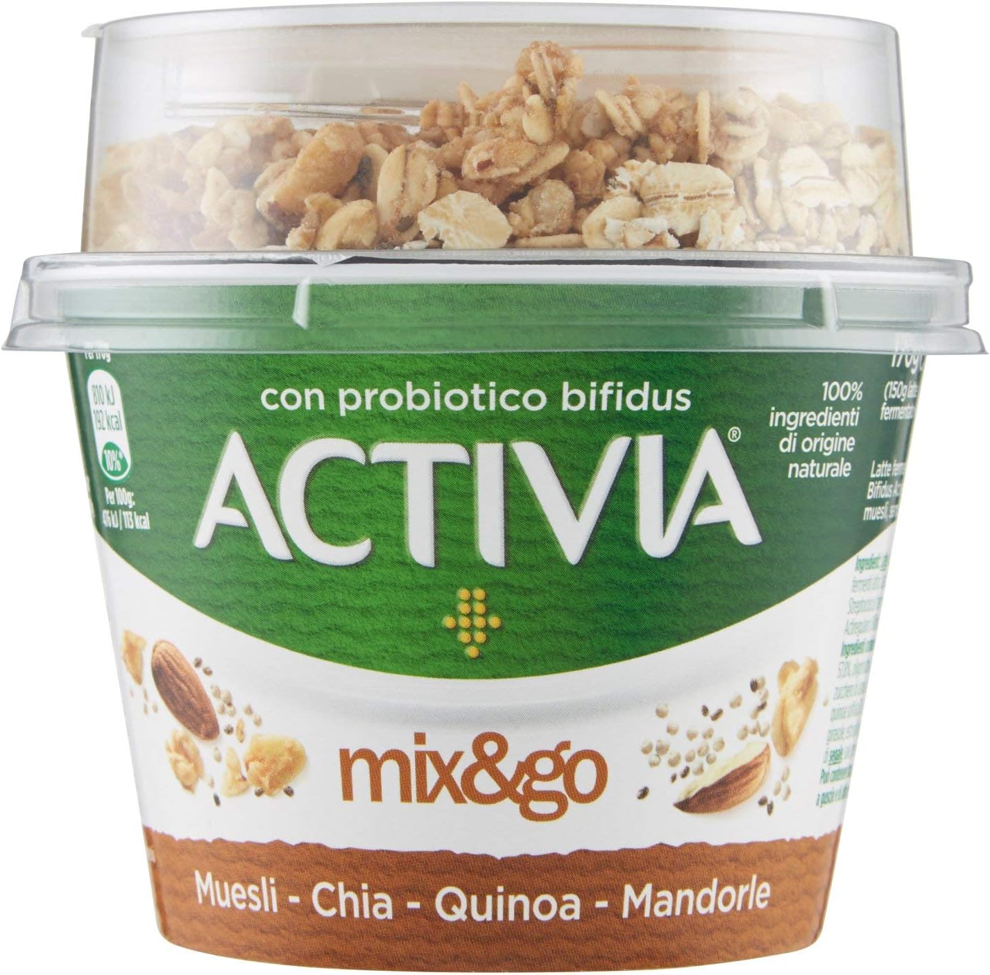 Danone Activia Mix&Go Yogurt Mandorle, Muesli, Chia e Quinoa, 170g Amazon.it Alimentari e