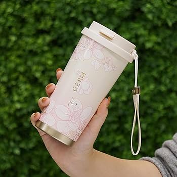 GERM 花柄チェーン付き水筒 Amazon | GERM 桜デザイン 保温マグボトル - ステンレス製｜保温保冷
