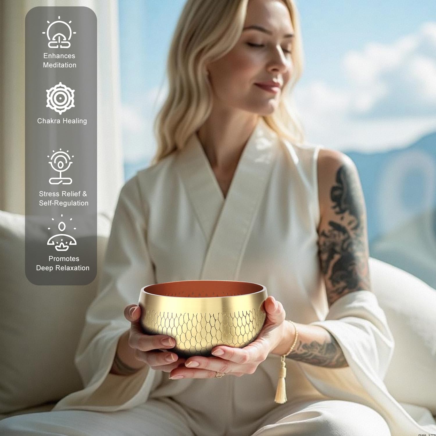 Set di campane tibetane per meditazione, realizzate a mano in Nepal, suono di lunga durata per un profondo rilassamento calmante, meditazione e guarigione della campana sonora, include martello e