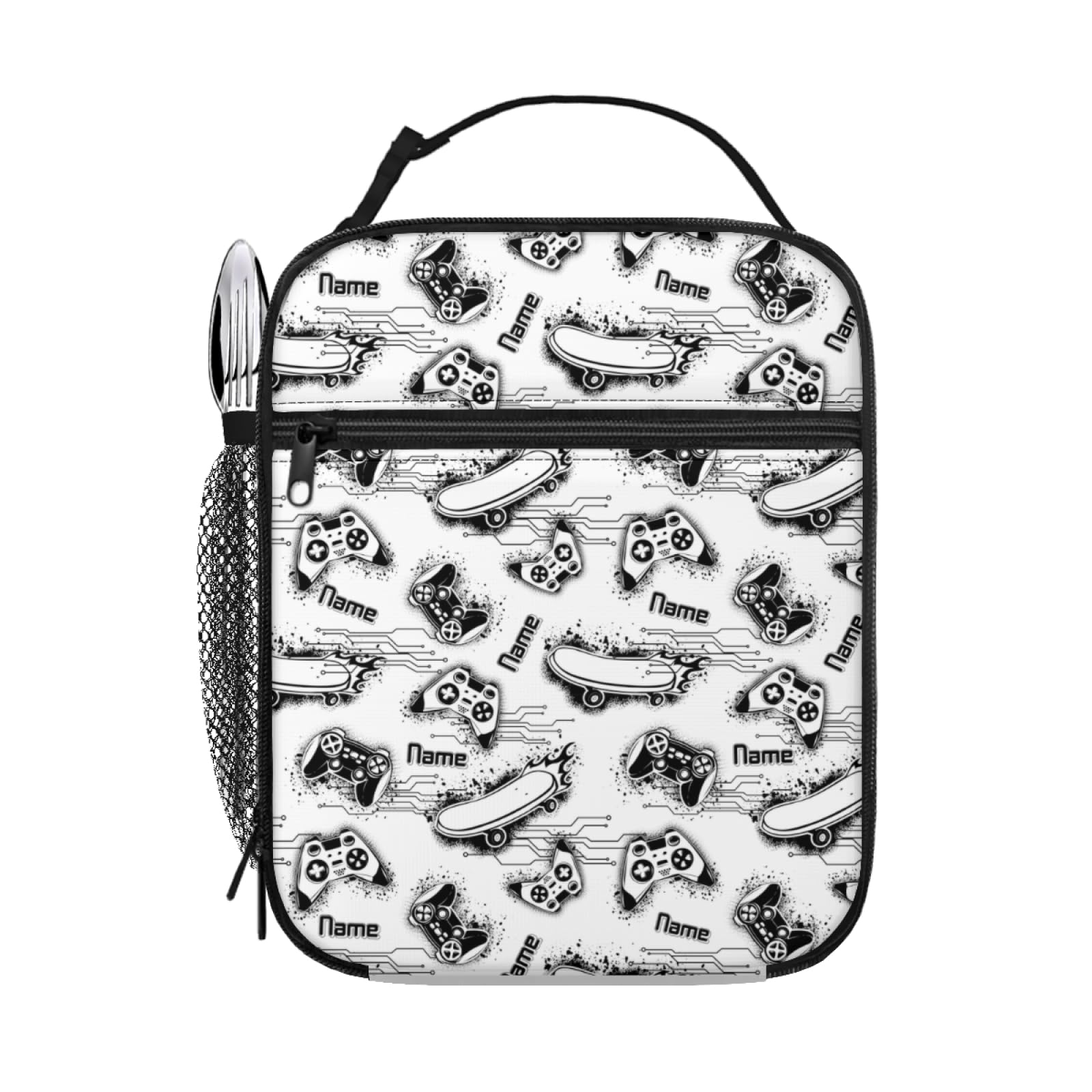 Personalizzata Zaino scuola elementare bambina ragazzo Personalizzate Motivo Gamepad con Nome per school bag Scuola 3 Pezzi zainetto asilo bambino con borsa termica e Astuccio zaini media superiore
