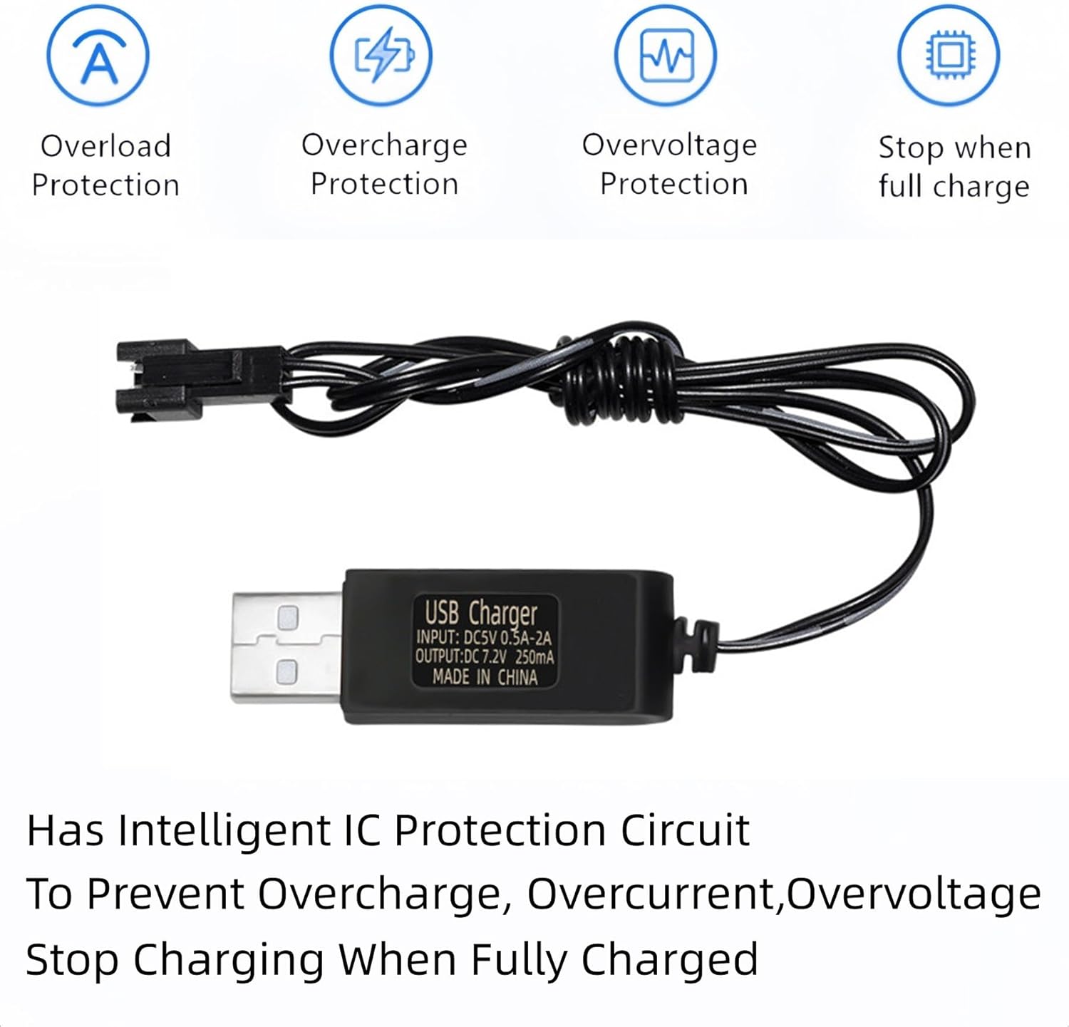 4.8V SM-2P USB Charger Power Adapter Cable for SY-E511 RC Excavator 4.8V NiCd and NiMH Battery 1:18 RC Car Battery Charger Cable