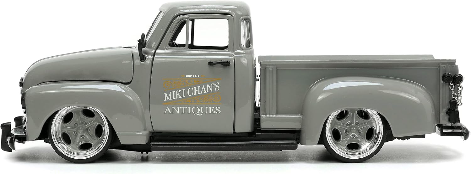 Jada Toys Just Trucks 1:24 1953 Chevy Pickup Die-cast Car Gray with Tire Rack, Toys for Kids and Adults