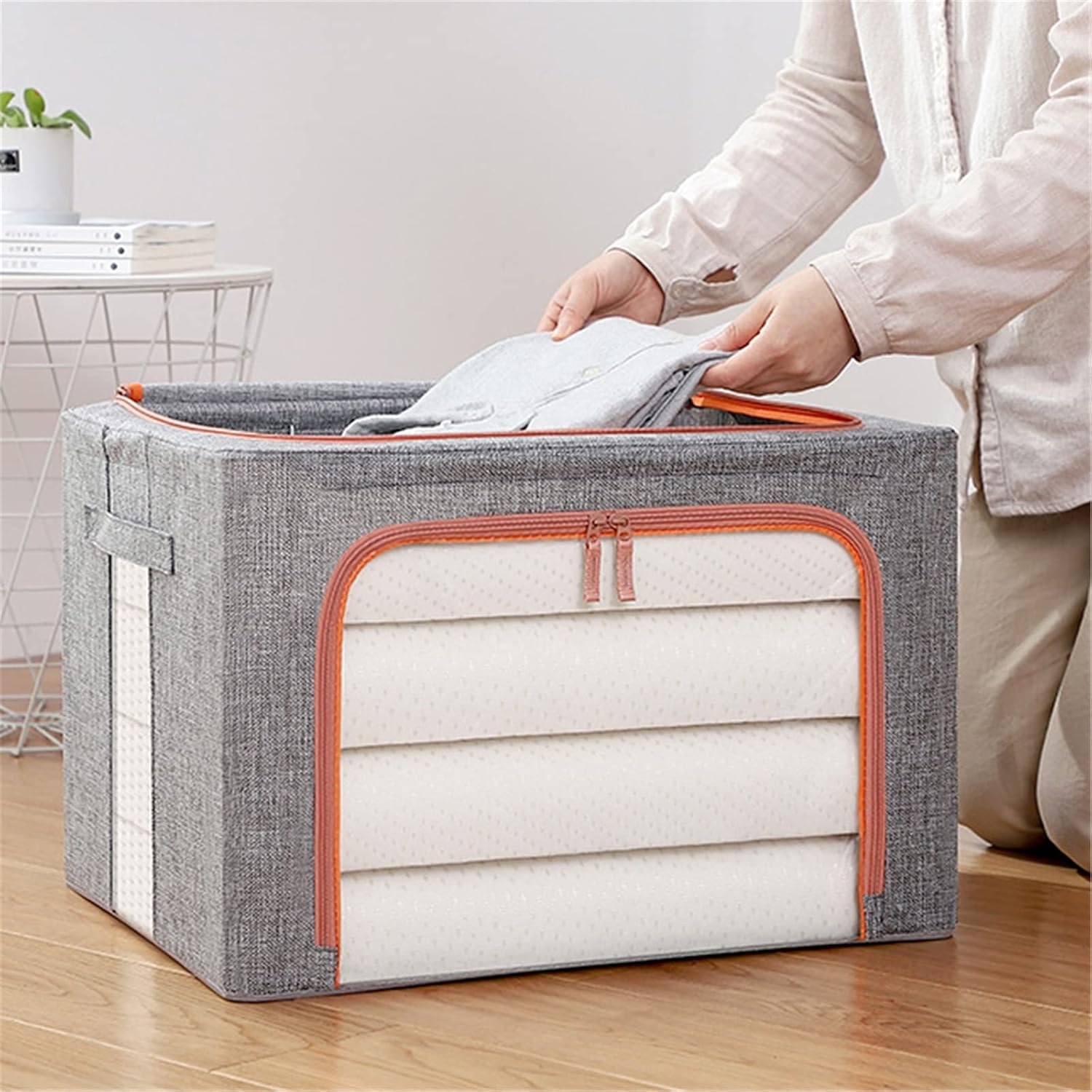 Storage bin Fabric Storage Box Storage Bins Boxes Foldable Stackable Container Organizer for Bedding Clothes for Shelves, Toys, Clothes