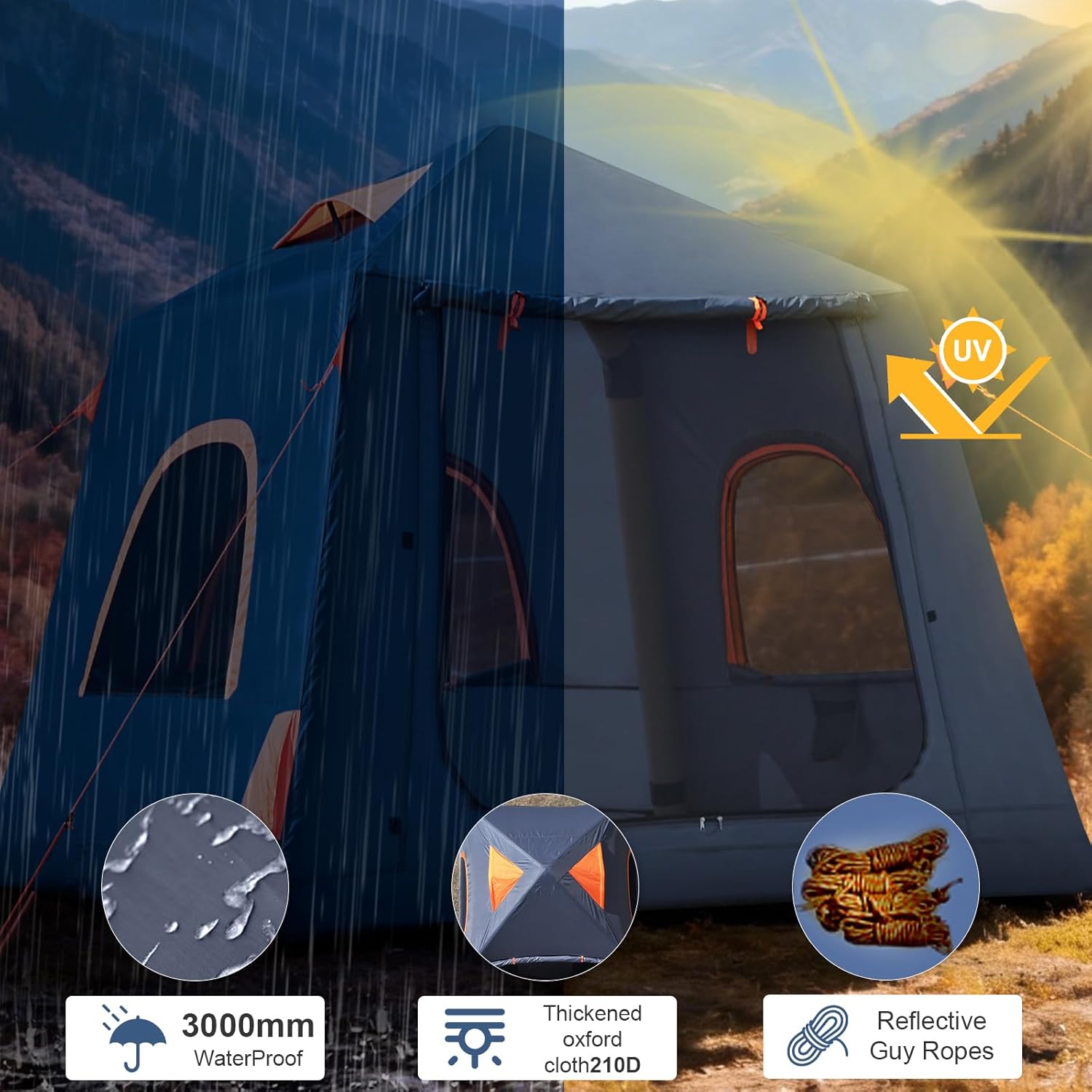 Inflatable Tents for Camping,2/4 Person Easy Setup Blow Up Tents for 4 Seasons Waterproof InflatableTent for Camping, Air Glamping Tents for Camping Adult