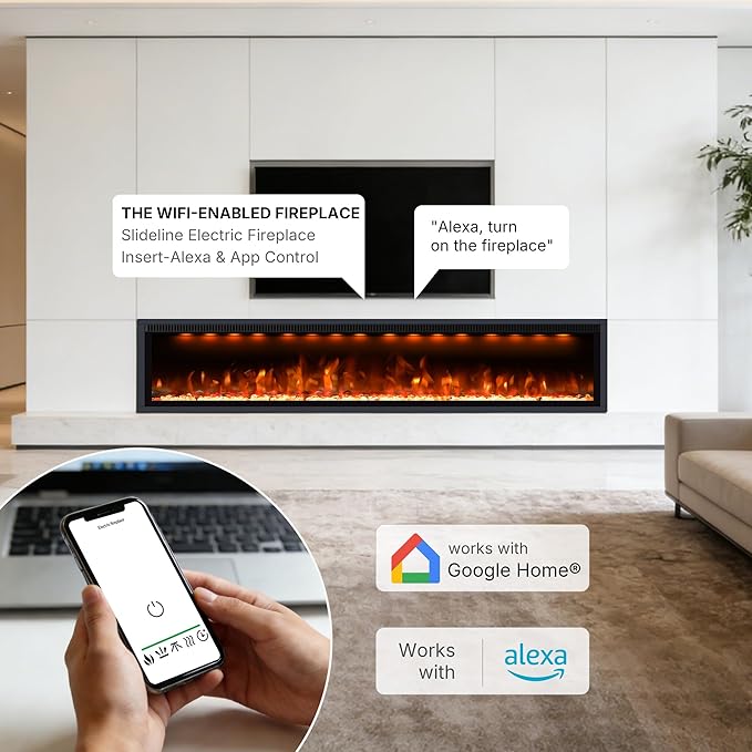 Chimenea Eléctrica Yacoiel 74 pulgadas Negro miniatura 7