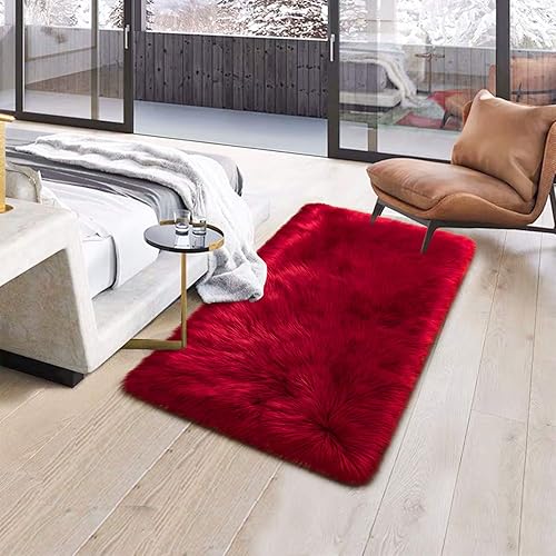 Miniatura 6 de Homore - Alfombra de piel sintética suave y esponjosa para dormitorio o sala de estar, extra cómoda y esponjosa, alfombra de felpa lavable para