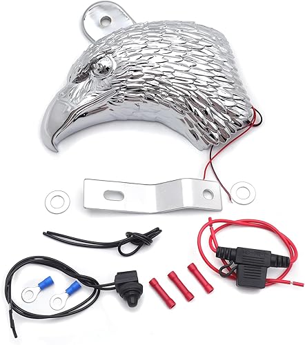 Miniatura 2 de HTTMT MT246-008-A- Cubierta de bocina de cabeza de águila cromada Compatible con Harley-Davidson de 1992 y más con montaje lateral "cencerro" y