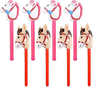 8 Pieces Inflatable Stick Horse, Inflatable Horse on Stick Cowboy Party / Farm Party / Christmas / Horse Party / Horse Birthday Party Decorations Supplies Favors , 37 Inches