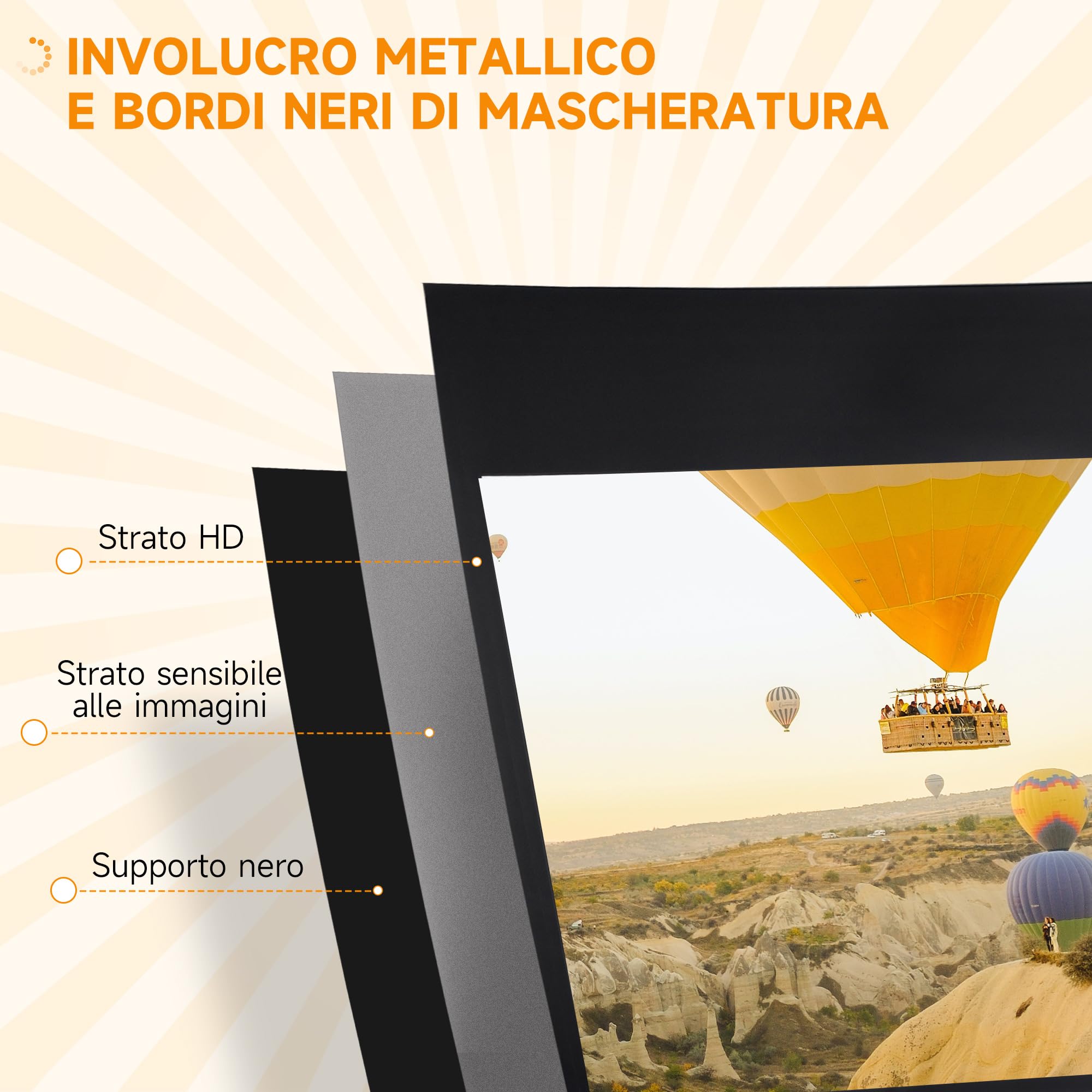 HOMCOM Telo Proiettore da 100 Pollici 4K HD Formato 16:9 con Treppiede Pieghevole e Altezza Regolabile, Schermo Proiettore Portatile, Grandangolo di 160 Gradi, per Casa, Home, Cinema, Esterno, Bianco