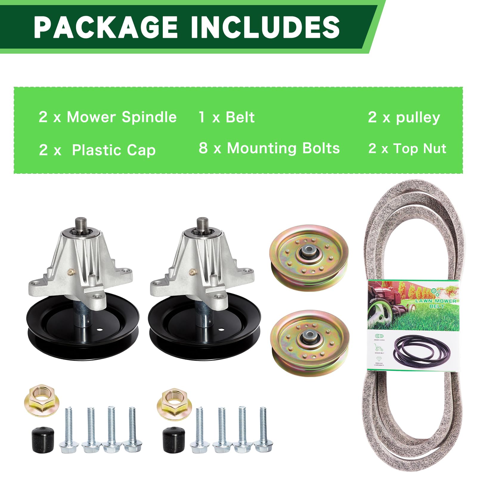 Kit de reconstrucción de cubierta para CC30 Mini Rider LTX1040 LTX1042 incluye (2) husillos de cortacésped 618-04822 618-04822A (2) 756-04129B 954-04060C poleas tensoras (1) 754-04060 Be lt