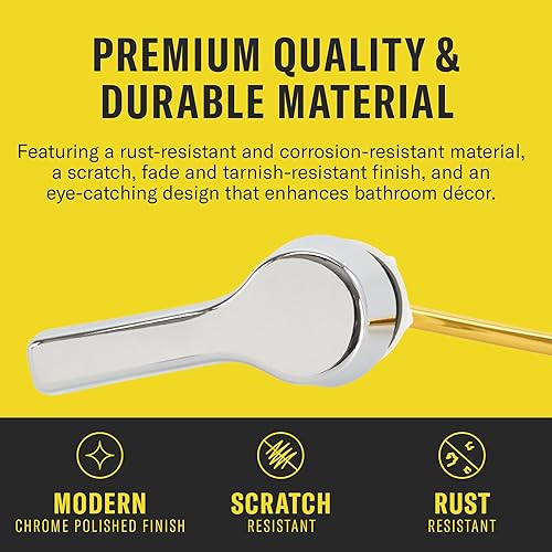 Miniatura 4 de Qualihome Kit de reemplazo de mango de inodoro - Mango universal para inodoro - Palanca de descarga duradera, elegante y fácil de instalar (cromo,