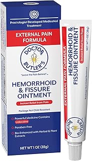 Doctor Butler's External Hemorrhoid & Fissure Ointment - Instant Pain Relief Hemorrhoid Treatment with Lidocaine, Fast Act...
