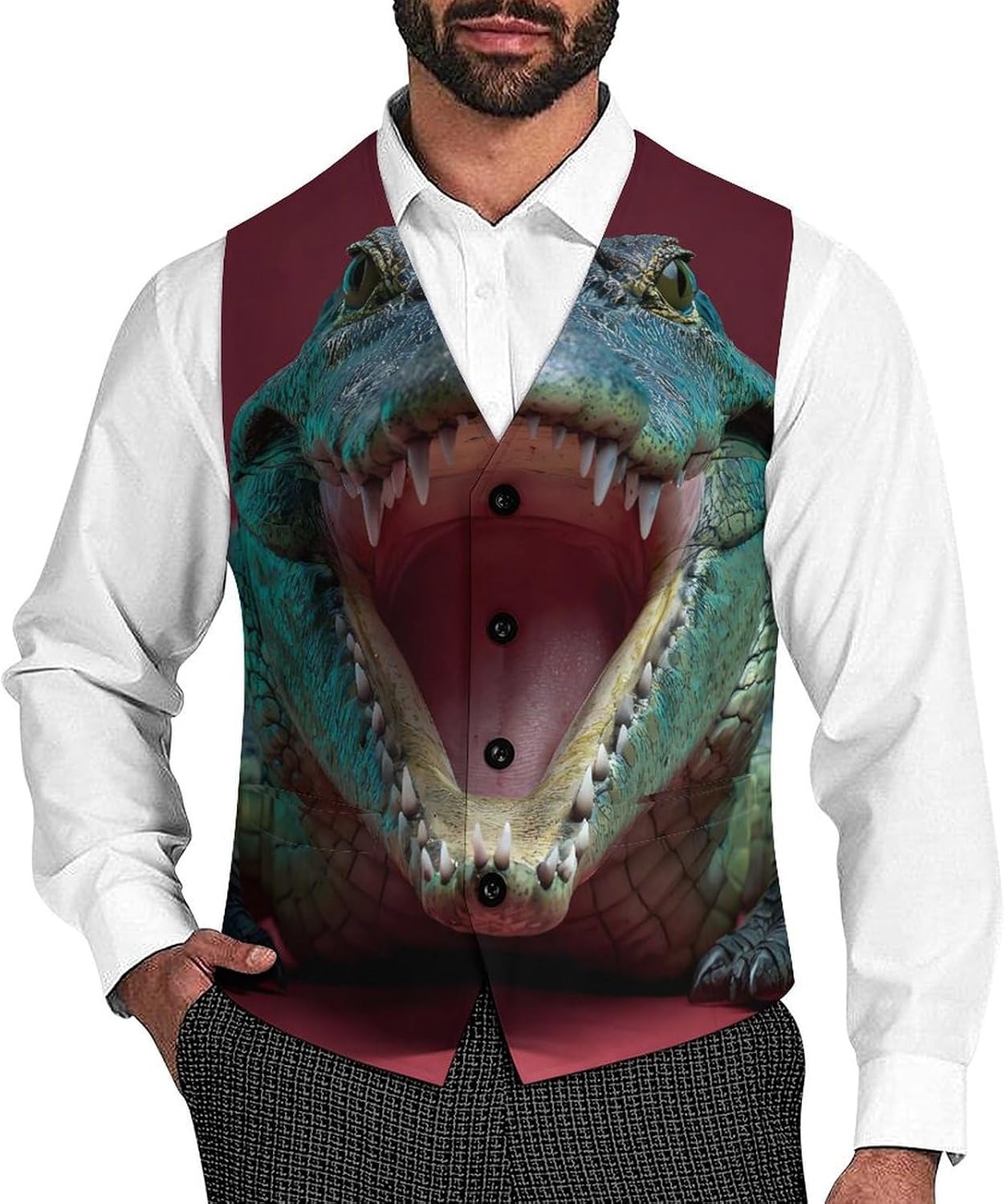 Crocodile Wild Men's Suit Vest Formal Vests Casual Dress Fit Waistcoat Casual Tuxedo for Business