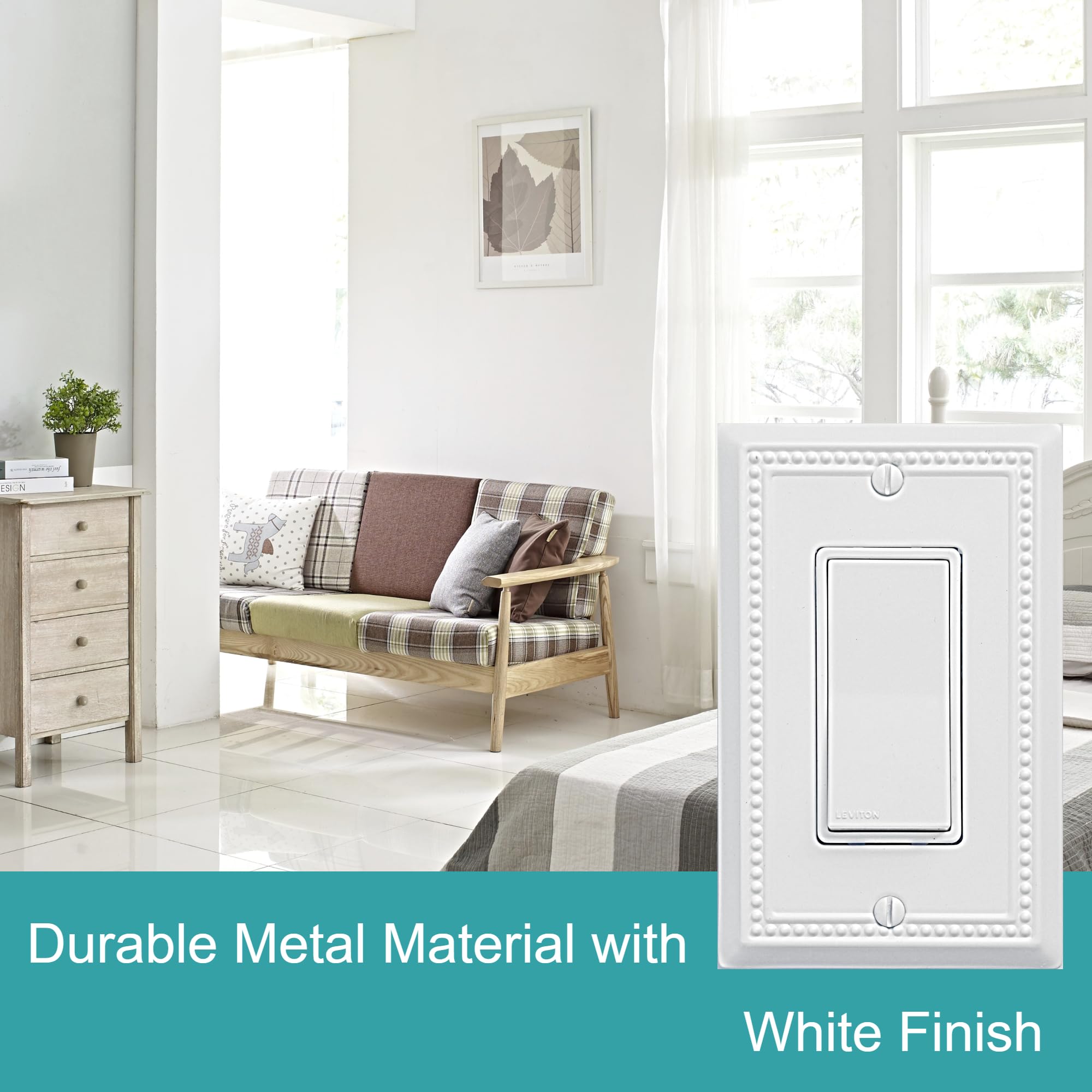 Beaded Wall Plates - Elegant White Decor -3