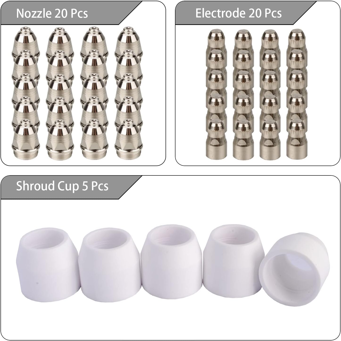 P80 Plasma Cutter Nozzle Electrodes Consumables 1.7 Tip 100Amp 45pcs Kit