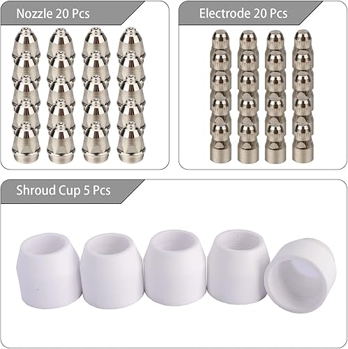 Miniatura 2 de P80 Plasma Cutter Boquilla Electrodos Consumibles 1,7 Punta 100Amp 45pcs Kit