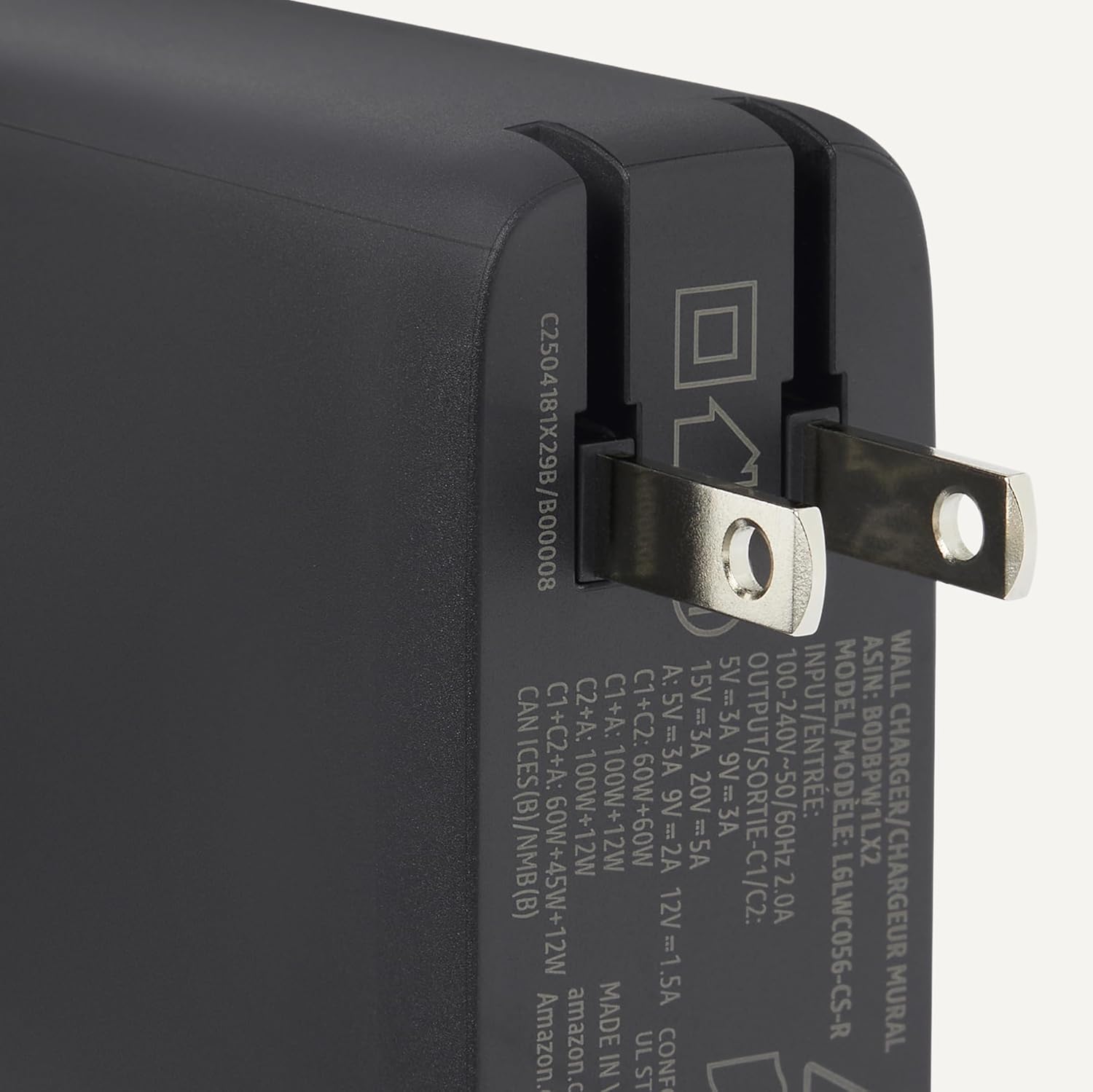 Amazon Basics 120W Fast Charging USB-C Nano GaN Wall Charger, 3-Port for Laptops, Tablets, Phones, Compact Travel-Friendly Size, Black