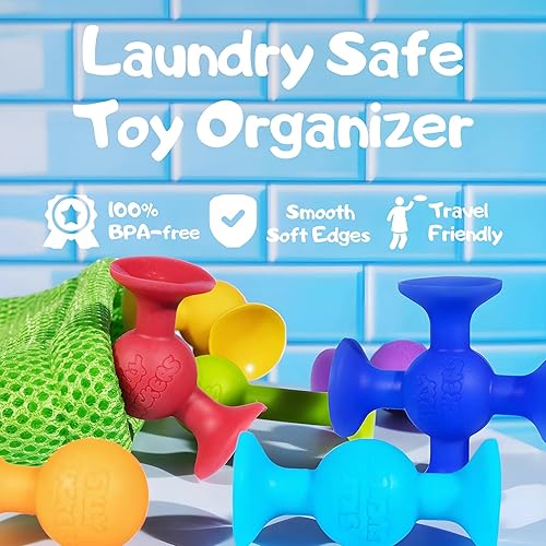 Miniatura 4 de Juguetes de baño para niños pequeños – Juguetes de ventosa para sillas altas – Juguetes de clasificación y apilamiento – Juego de construcción de 50