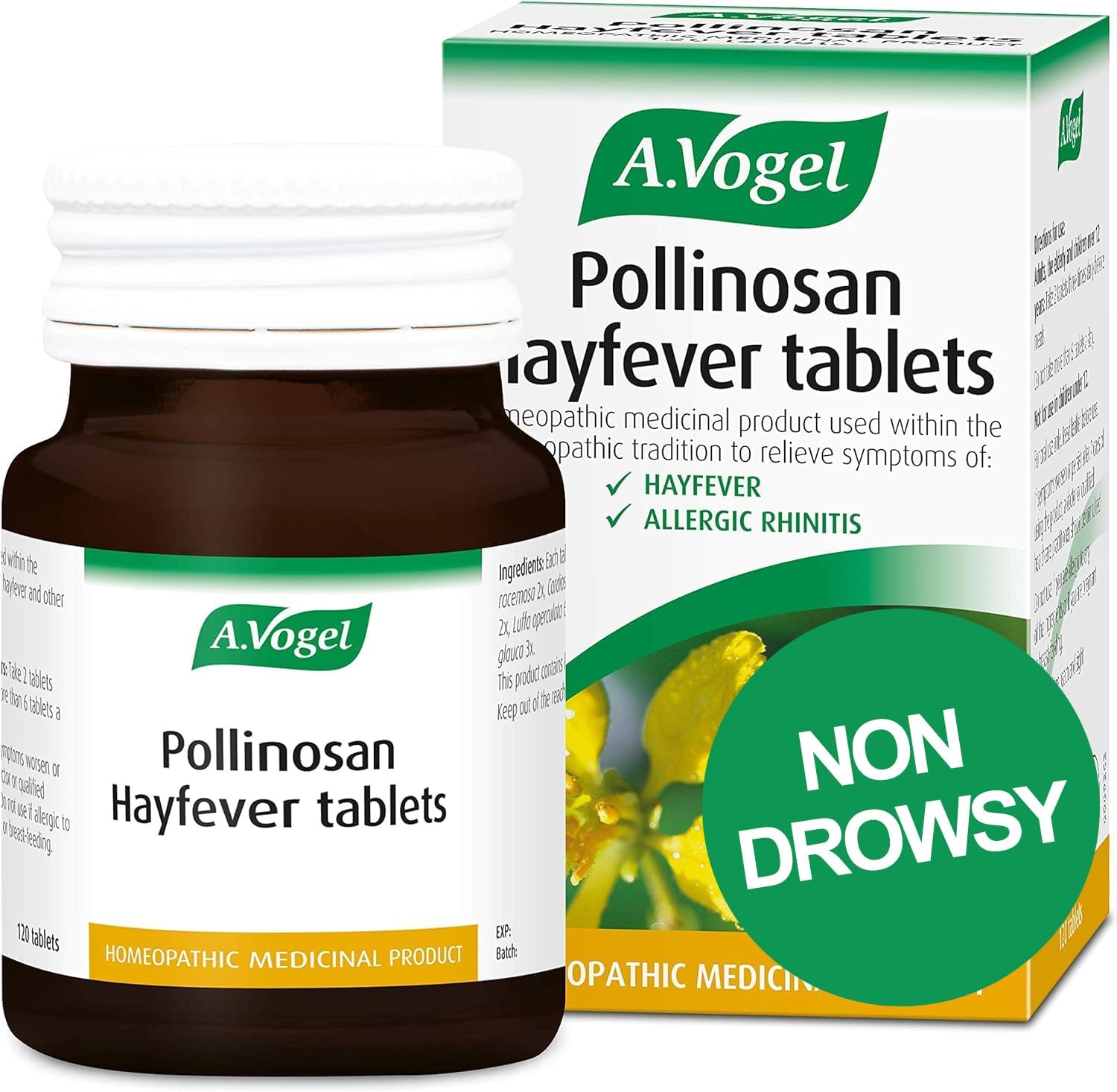 A.Vogel Pollinosan Hayfever Tablets | Non Drowsy | Hayfever Relief - Itchy Eyes, Nose & Throat | 120 Tablets