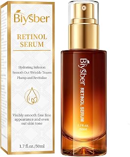 Biysber Retinol Collagen Serum: Anti-Aging Wrinkle Repair with Peptides & Squalane Hydration - Firming Face Neck Serum for All Skin Types (1.7 fl oz)