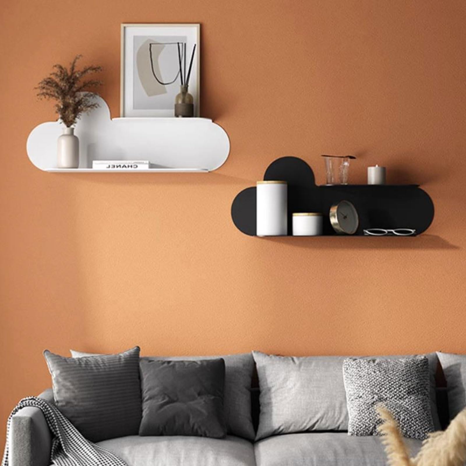 Mensole sospese Mensole sospese Moderne in Metallo montate a Parete, Decorazioni per la casa, Decorazioni per la casa, Decorazioni murali per Camera da Letto, Bagno, Soggiorno, Cuc