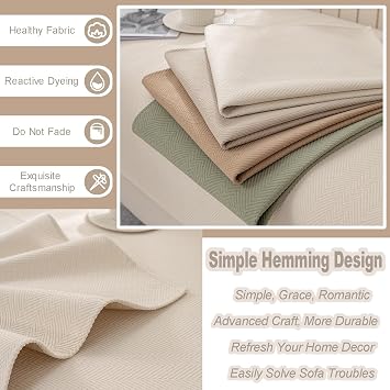 Simple Sofa Covers 1 2 3 4 Seater Chenille Sofa Slipcovers For Leather/Wooden/Fabric Sofa L/U Shaped Corner Anti Slip Couch Cover Balcony Anti-Scratch Blanket For Cat Dog(Pillowcase:30X50cm,Khaki)
