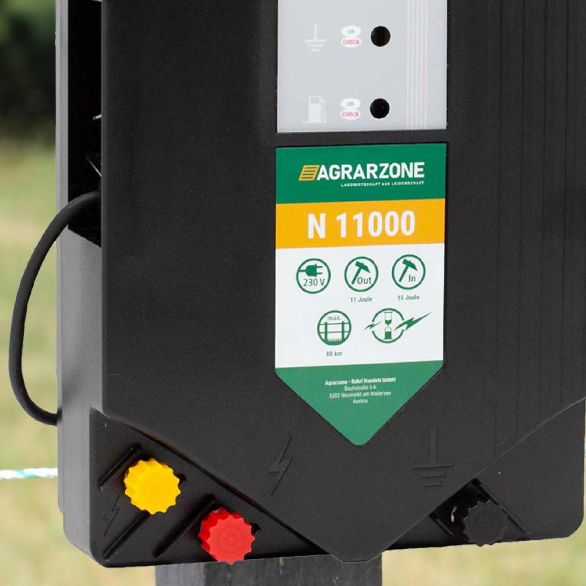 Agrarzone Elettrificatore per recinti N 11000 230V, 15 Joule - Potenza Estrema per la Difesa da Lupi e cinghiali (Fino a 80 km) - qualità Made in Germany, Robusto e con Spia LED