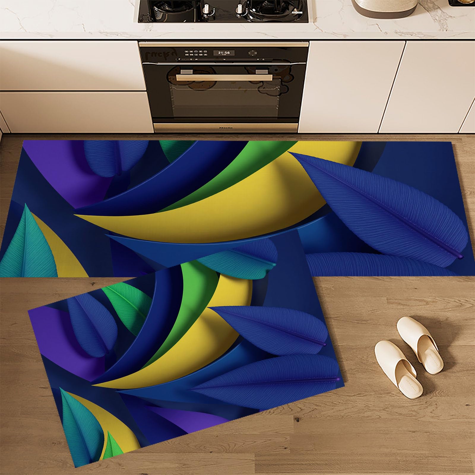Tapis de sol anti-fatigue imperméable pour une cuisine moderne et chaleureuse