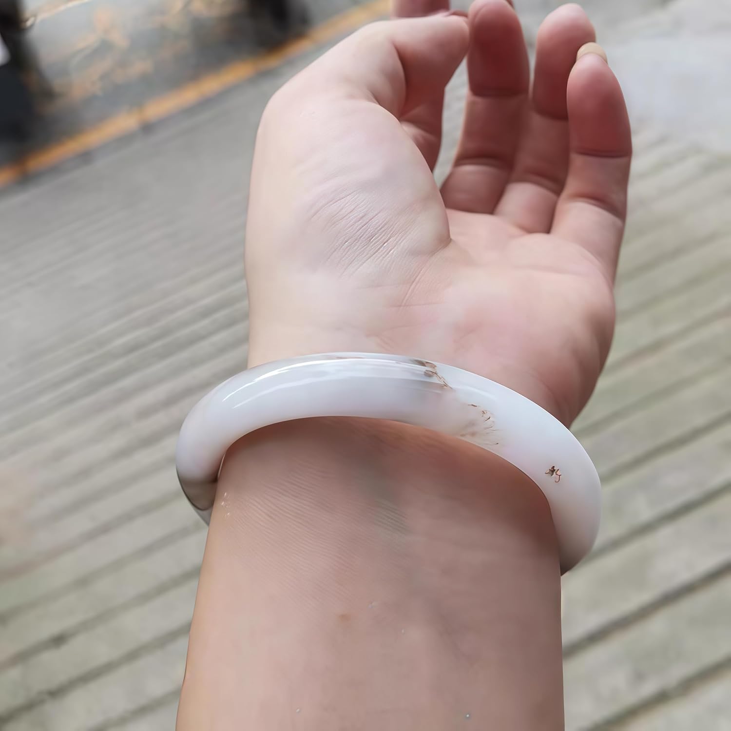 Jade Stone Bangle Bracelet -Round Multi-Polished Design with Box, Feng Shui Good Luck Accessory, Positive Energy Gift for Women Men - Image 4