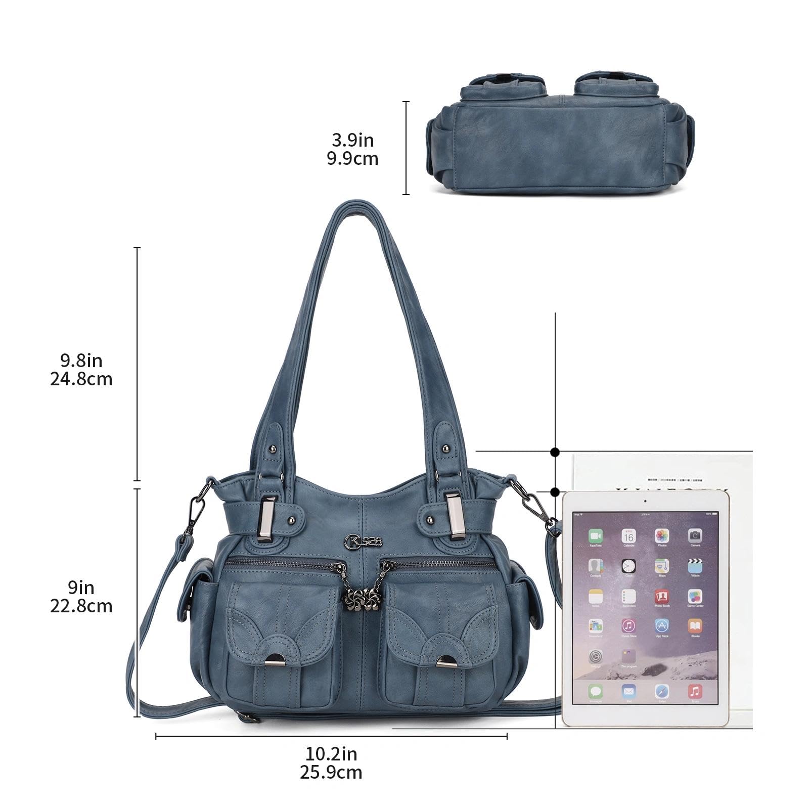 KL928 Handtasche Damen Umhängetaschen große Damenhandtasche Schultertasche gemacht aus PU Leder Kunstleder Elegant Damen Tasche für Büro Schule Einkauf mit vielen fächern