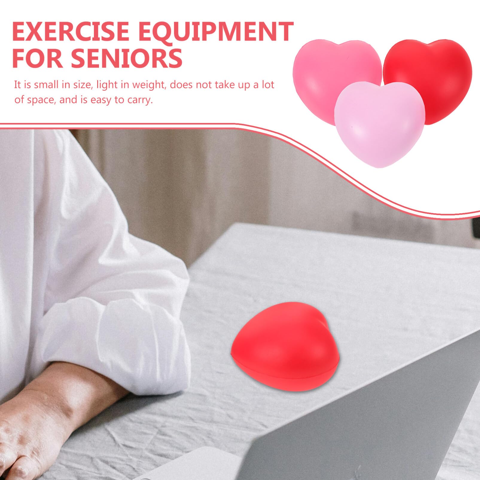 FOMIYES Physical Therapy Hand Exercise Ball, 3pcs Heart Shaped Hand Grip Ball Relief Balls Squeeze Balls Kits for Hand Finger Wrist Muscles Hand Grip Strength Trainer Workout