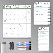 ALEZEL Dry Erase Fridge Calendar Magnetic, Greenery White Board Calendar