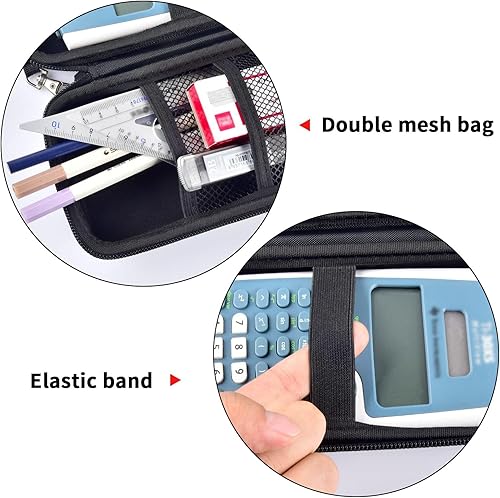 Vista 4 de Funda compatible con Texas Instruments TI-30XS para calculadora científica MultiView, bolsa organizadora de transporte con bolsillo de malla